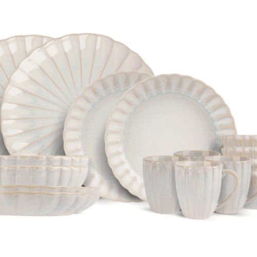 Cosy & Trendy Serviesset Astera Pure 16-delig / 4 personen - 4 dinerborden, 4 diepe borden, 4 kommen en 4 mokken