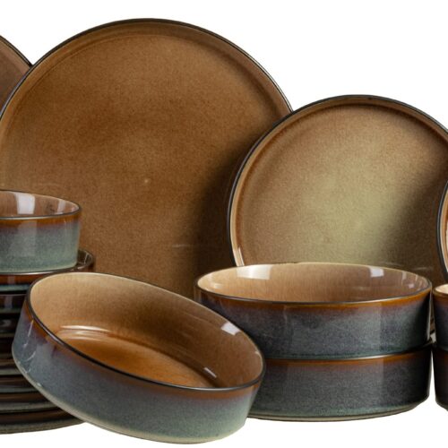Cosy & Trendy Serviesset Quintana Amber 18-delig / 6 personen - 6 dinerborden, 6 diepe borden en 6 ontbijtborden