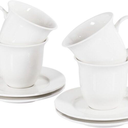 ELDERBERRY - Kop en schotel set van 4 - Wit - Porselein