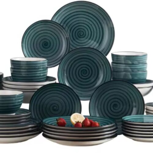 Empress Ontbijtborden - Serviesset - 48 delig- 12 persoons - Blauw Keramisch - Kleine Borden - Uniek servies