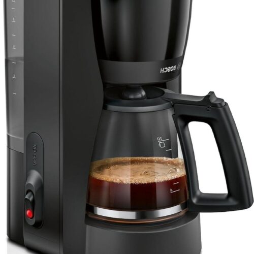 Filterkoffiezetapparaat glazen kan 1,25 l - 10-15 kopjes - 40 minuten warmhoudfunctie - druppelstop - draaibare filterdrager - afneembare watertank - 1200 watt - zwart mat