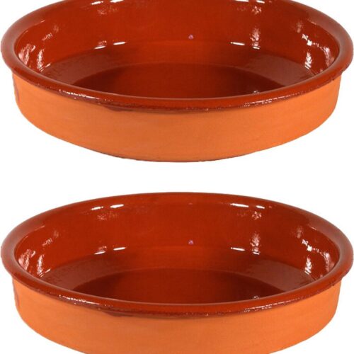 Gerimport Tapas bord/schaal - 2x - Sevilla - 26 cm - aardewerk - oranje - serveerschaal