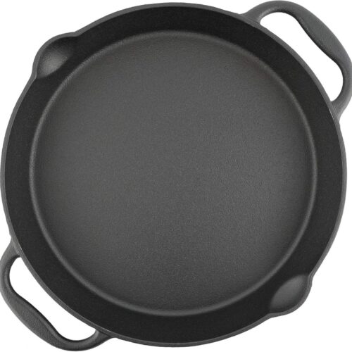 Gietijzeren grillpan met twee handgrepen en schenktuiten - 35 cm