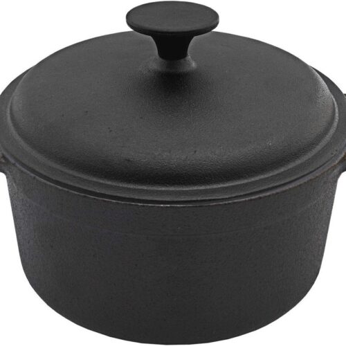 Gietijzeren pan met deksel 20 cm - Grillpan, Kookpan, Stoofpan, Braadpan