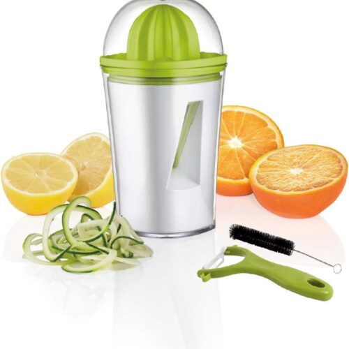 Gourmet spiraalsnijder, sapcentrifuge en dunschiller, 3-in-1, spiraalsnijder, groentepasta, golfsnijder, sapcentrifuge, groenten en fruit