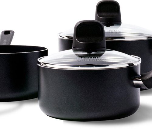 GreenPan Memphis 6-delige keramische anti-aanbak steelpannenset - inductie pannenset - inductie steelpan - 16,18,20cm - ovenbestendig tot 160°C - vaatwasserbestendig - koelgrepen - met deksels - PFAS-vrij