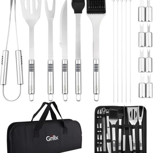 GrillX Barbecue Gereedschap Set - 19-delig - Inclusief Luxe Draagtas - Kamado BBQ Accesoires - Gereedschapset