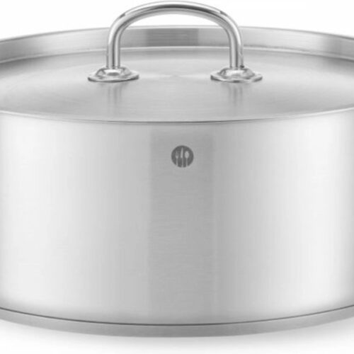 HENDI Kookpan laag - met deksel - 7,3L - inductiegeschikt - koelblijvende handgrepen