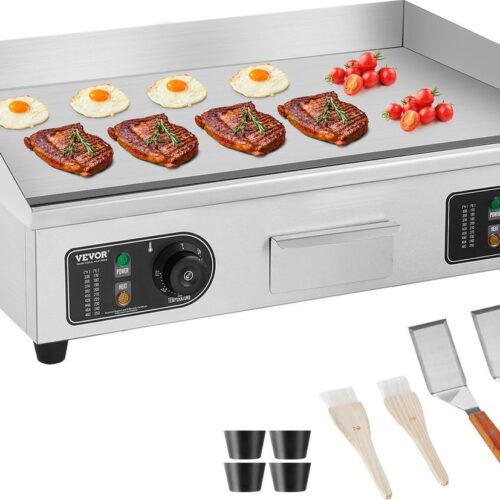Kibus Elektrische Grillplaat - Braadplaat - Grill apparaat - RVS - 66.3x47.5x21.9cm - Professioneel - Incl. Accessoires - Makkelijk reinigen - Festival / Feest / BBQ - 50-300°C