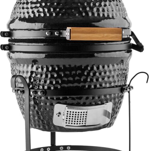 Klarstein Princesize Kamado Bbq Keramische Barbecue Smoker Bbq - Roestvrij Stalen Grillrooster - Voor Barbecueën, Langzaam Garen, Smoren Of Bakken - Thermometer Tot 425 °C - Roestvrij Stalen Frame - Zwart