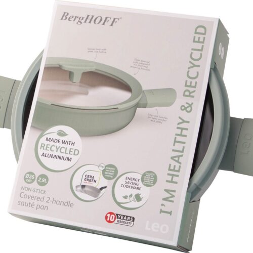 LEO Sauteerpan antikleef met dubbele handgreep en deksel Balance Sage - Ø 26cm - Groen - PFAS-vrij