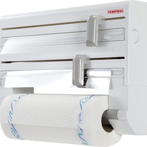 Parat Comfortline-Serie Wandrolhouder Voor 3 Rollen - Schone Snijranden - Praktische Snijbladen - Keukenrolhouder met Foliesnijder - Stroefvrije Folie-Uiteinden keukenrolhouder hangende