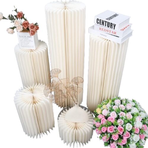 Plantentafel - Bloementafel - Taartplateau - Kerstzuil - Kerstdecoratie - Kerst Accessoire - Papieren cilinder - Opvouwbaar - Decoratie - Versiering - Bruiloft - Tafel -Kerst - Trouwerij - Bruiloft - Verjaardag - Feestje - Goud- Display - Div. Maten