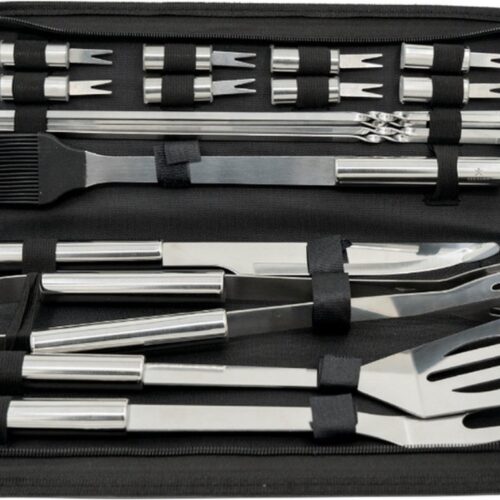 Recalma BBQ Accesoires Set - 18-delig - Barbecue Gereedschapset - Barbecue Accessoires Incl. Barbecue Tang - Roestvrijstaal Kamado Gereedschap