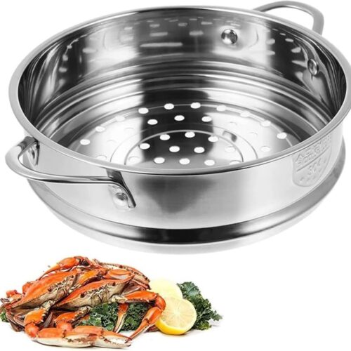Roestvrijstalen stoominzet, kleine stoompan, roestvrijstalen stoompan, stoommeter met handgreep, stoompan, stoommat, diameter 22 cm, voor knoedels, vis, groenten, kip, keuken