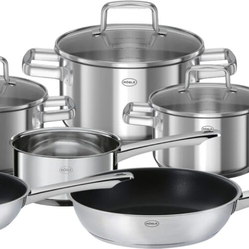Rosle Pannenset Moments - Kookpannen + Deksels, Steelpan & Koekenpannen ø 20 & 28 cm - 6 Delig
