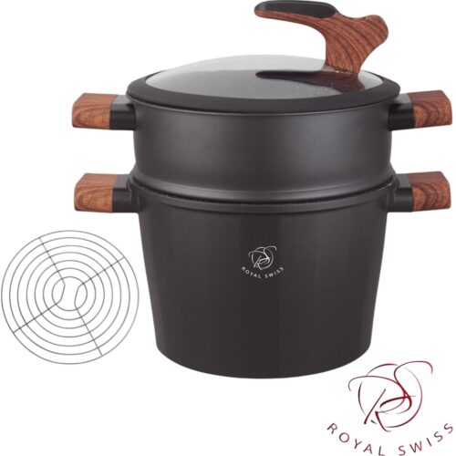Royal Swiss - Stoompan Inductie - Couscous Pan 6.5L/24 cm - Veilig en Handig voor Perfecte Stoomgerechten - Geschikt voor Alle Warmtebronnen
