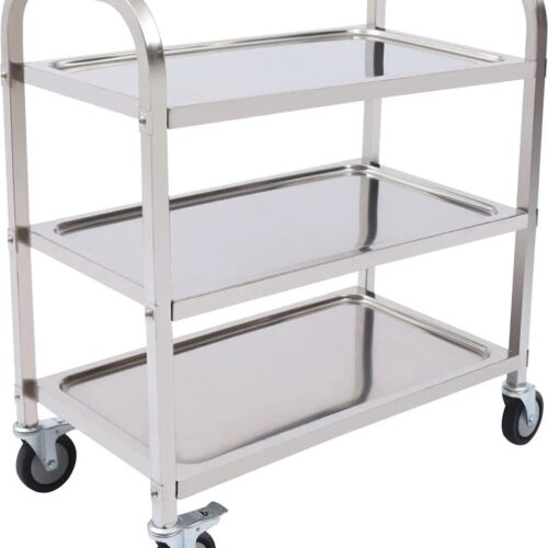 Serveerwagen - Trolley keuken op wieltjes - Keukentrolley - Roestvrijstaal - 75 cm