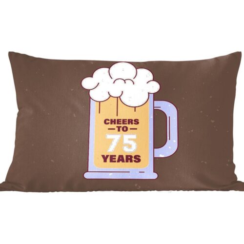 Sierkussens - Kussentjes Woonkamer - 50x30 cm - Jubileum - 75 Jaar verjaardag - Bierglas