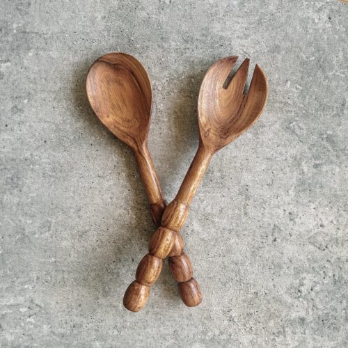 Slabestek acaciahout 32cm - Stevige kwaliteit - Handgemaakt in India - Houten slabestek - Slalepel - Opscheplepel