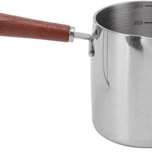 Smeltpot 450 ml Inductie 304 Roestvrij Staal met Houten Handgrepen Ø 85 cm - Multifunctionele Steelpan voor Chocolade, Olie, Boter - Sauspan, Melkpan, Smeltkom