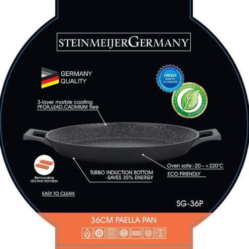 SteinMeijerGermany Paella Pan - Marmer coating - zwart- 36 cm- voor Inductie en oven
