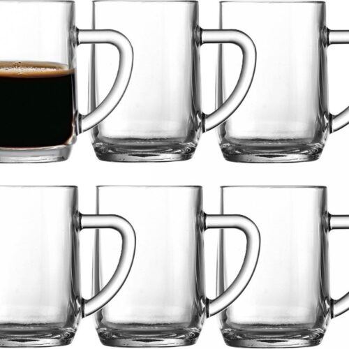 Uniglass Koffieglazen Atlanta - 6x - 300 ml - koffieglas - D7 x H10 cm - glas