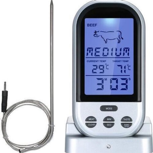 Wireless Vlees Thermometer Digitaal BBQ Thermometer Draadloos - Kernthermometer - Oventhermometer - Barbecue Thermometer - Ingestelde Temperaturen Vlees - Rund, Kip, Vis, Vleesthermometers - Suikerthermometer - Kookthermometer - Keukenthermometer