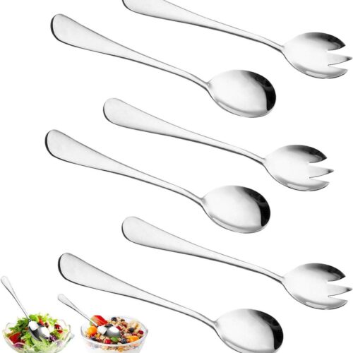 Zeynomax - Slabestek van Roestvrij Staal 20 cm - 6-delige set voor Salades en Meer - Duurzaam Saladebestek voor Thuisgebruik en Horeca - Perfect voor Bruiloften en Feestjes