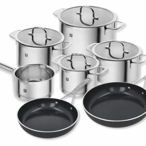Zwilling Pannenset TrueFlow + Demeyere Koekenpannenset Alu Industry 3 Ceraforce Ø 24 & 28 cm 7-delig