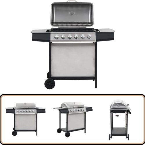 vidaXL Gasbarbecue - 6 kookzones - Roestvrij staal Gasbarbecue - Buitengrill - Bbq - Roestvrijstaal - Stainless Steel