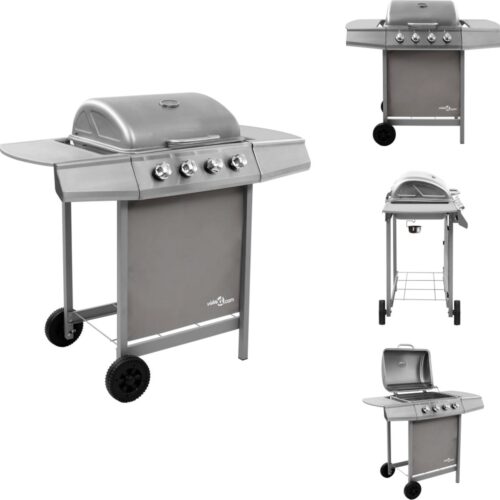 vidaXL Gasbarbecue-grill - Gasbarbecue Grills - Buiten Grill - Buiten Grills - Gasbarbecue met 4 branders zilverkleurig