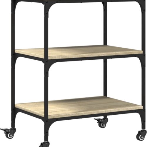 vidaXL - Keukentrolley - 60x41x76 - cm - bewerkt - hout - sonoma - eikenkleurig