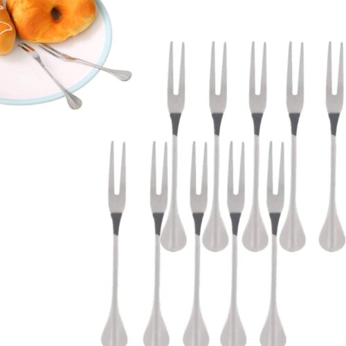 10st Rvs Vorken - Dikker Vork Fruit Vork - Mini Fruit Vorken - Barbecue Vork - Spiesjes Escargot Vorken - Dessert Vorken - Salade Vorken - Comfortabel en Duurzaam