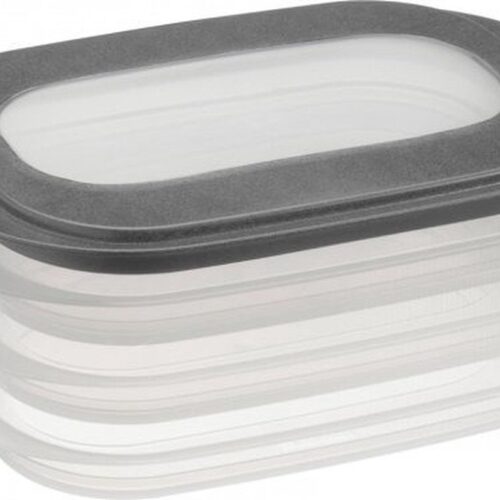6x Vleeswarendoos voedsel bewaarbakjes transparant/grijs - Vleeswaren bakjes - Broodbeleg bewaardoos
