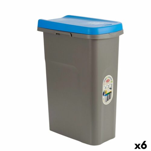 Afvalemmer Stefanplast Blauw Grijs Plastic 25 L (6 Stuks)