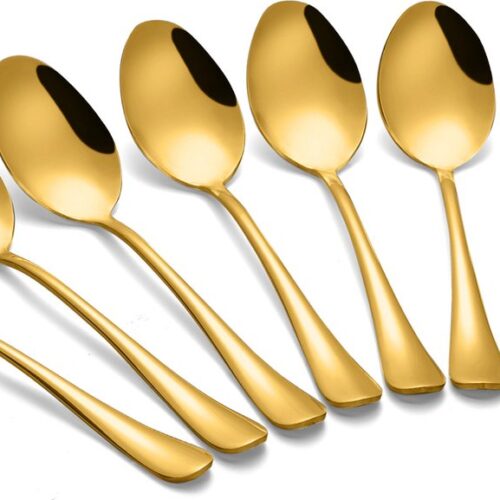 Alheco set van 8 tafellepels - RVS lepels - Soeplepels - 20.3cm - Goud