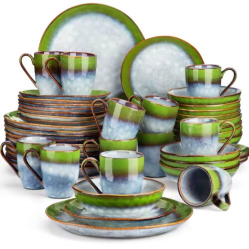 Azzuro Serviesset - 48 delig - 12 persoons - Durec groen - Dinerborden - Bordenset - Diepe borden - Ontbijtborden - Servies - Keukenservies