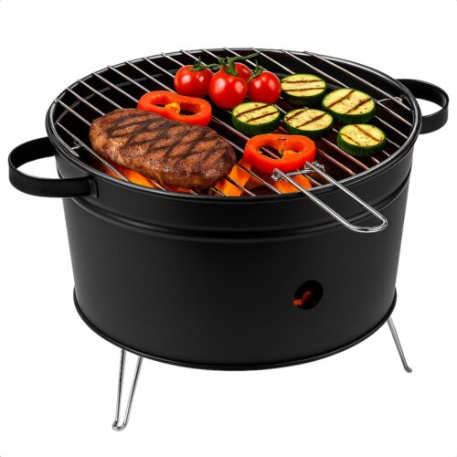 Cheqo® Tafelbarbecue Houtskool - Tafel Barbecue - BBQ Tafelmodel - Houtskoolbarbecue - Compacte BBQ voor Camping of Park - 35 cm - RVS - Lichtgewicht