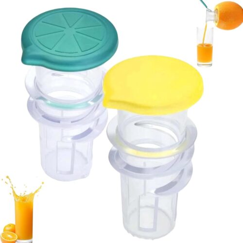 Citroenpers - citroenpers met schroefdop - handmatige sapcentrifuge- sapcentrifuge met schroefdop en ingebouwd filter - draagbare citroenpers met deksel - limoencocktailpers - drank (groen + geel)