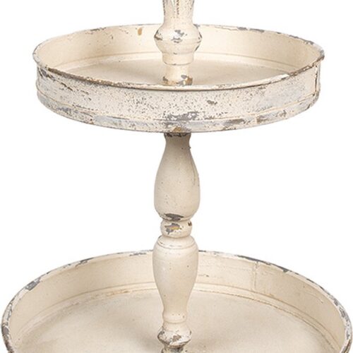 Clayre & Eef Etagère 3 laags Ø 40x75 cm Beige Metaal