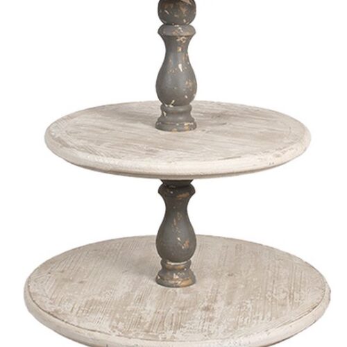 Clayre & Eef Etagère 5 laags Ø 71x143 cm Wit Grijs Hout