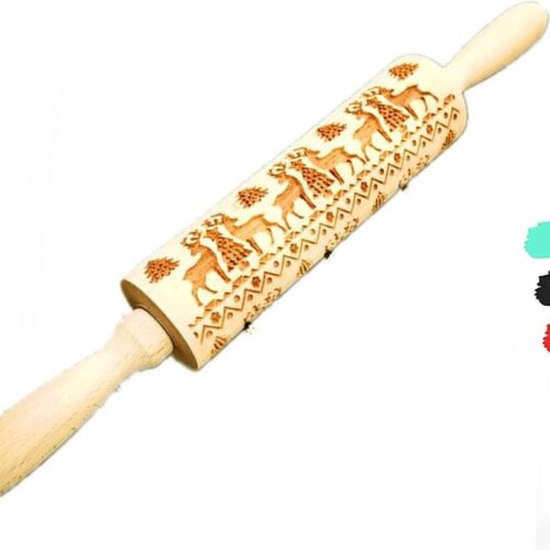 Deegroller roestvrij staal deegroller, siliconen deegroller voor kinderen, deegroller, praktisch en deegroller, bakaccessoires voor de keuken (houtkleur)