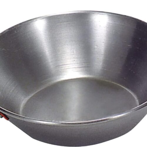 Diepe pan uit Spanje, paella kom, D = 50cm, gepolijst staal 18liter