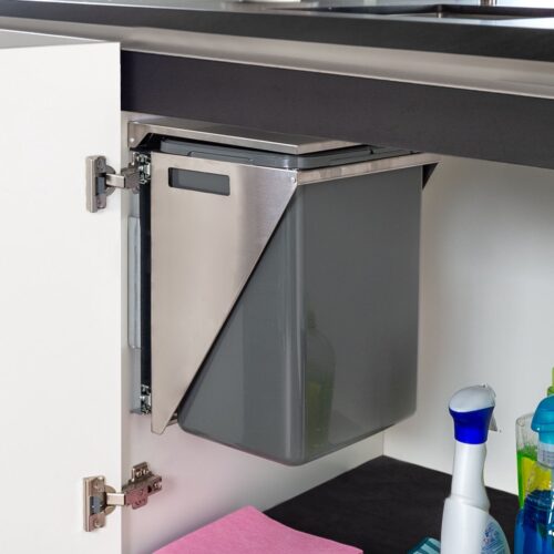 Eleganca Uittrekbare Afvalbak - 20 L - Inbouw Prullenbak - Afvalscheidingsprullenbakken - RVS Frame - Inbouw Afvalemmer - Inbouwvuilbak - Afvalemmer Keukenkastje - Antraciet