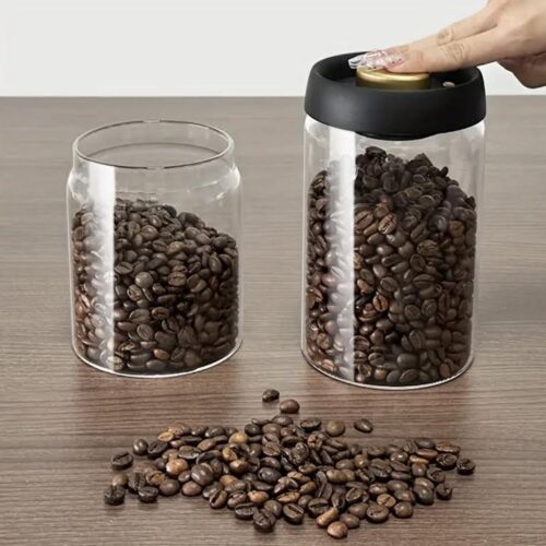Flavers - vacuum pot - 1200 ML - luchtdichte voorraadpot - foodsaver - Glas - koffiepot - koffiepot glas - koffieblik - bewaarblik - bewaarblik - coffeevac - glazen pot - glazen voorraadpot - weckpot - voorraadpotten glas met deksel - koffie voorraad