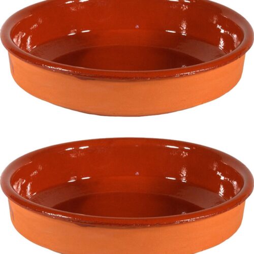 Gerimport Tapas bord/schaal - 2x - Sevilla - 28 cm - aardewerk - oranje - serveerschaal