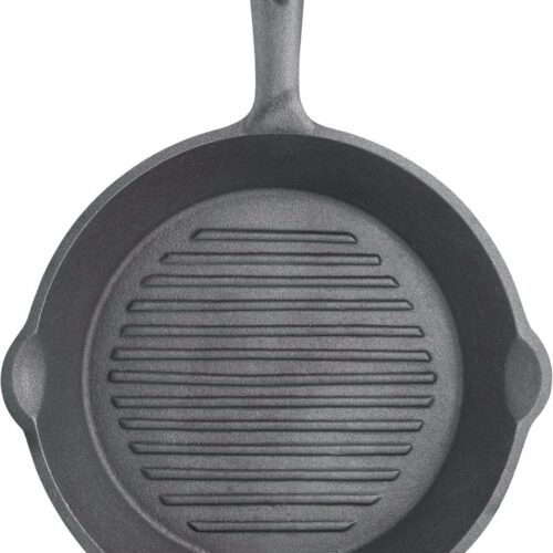 Gietijzeren grillpan - inductie - veelzijdig - 1 stuk - rond - 24 cm