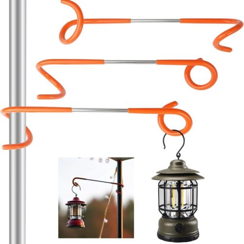 Goodivery ® 3 stuks lantaarnhouders voor camping en tuin, lantaarnhaken camping, ophanging voor tentlamp, tentstokken, multifunctionele haak voor camping, hangende lantaarns, waterkoker, vuilniszakken (dubbele