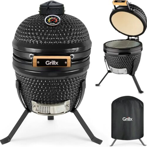 GrillX Kamado BBQ - 13 Inch - Incl. Hoes - Barbecue Egg - Houtskool Barbecue - Zwart - Ø 27cm